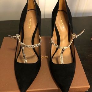 Coach black with snake print heels